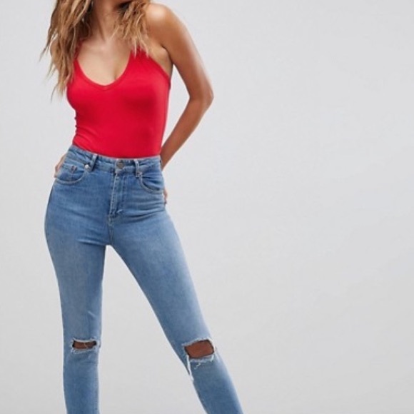 ASOS Tops - ASOS Red Halter Bodysuit